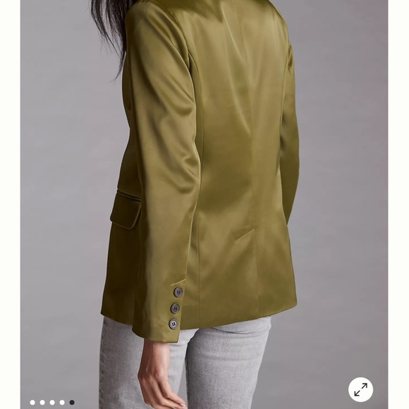 Satin Blazer color is olive button fromt. - Picture 2 of 4